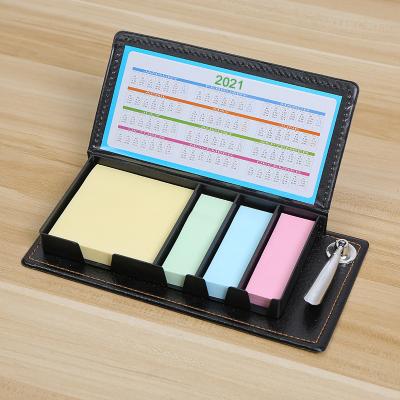 China PU Memo Pad Sticky Memo Pad Set Color Combination Notes Paper 150 Self-adhesive Leather Sticky Fluorescent Sheets for sale