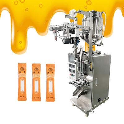 China Automatic Food 3 Sides / Back Seal Sachet Honey Stick Filling Machine Sauce Packet Packing Machine for sale