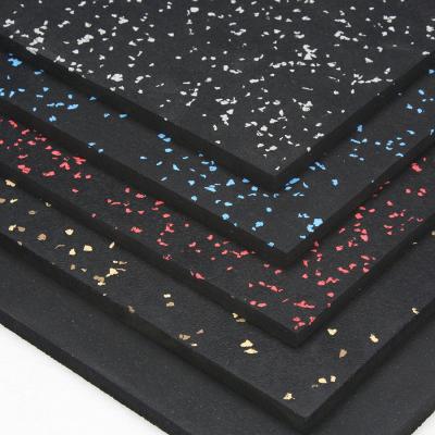 China Modern Black With Spots Rubber Gym Mat For Home Gym, Exercise, And Performance Facilities - Size 1m x 1m for sale