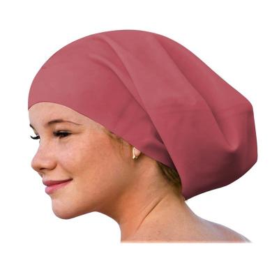 China Water-drop Swimming Caps Long Hair Silicone Hearing Protection Swimming Cap Pool Accessories Elasticity Swimming Hats High Ergonomics 3D Design For Long Hair for sale