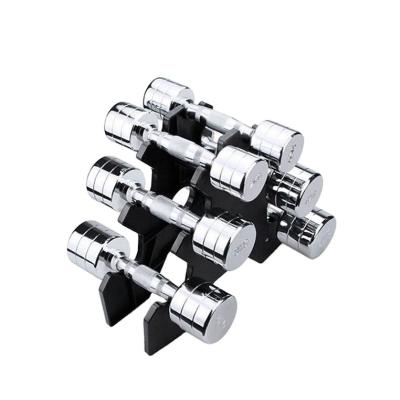 China Dumbbell Plated Chromed Fixed Cast Iron Fitness Dumbbell With Straight Handle for sale