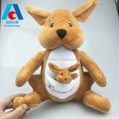 China Super soft plush velboa stuffed plush toy Australia wild kangaroo toys with baby size 35cm for sale