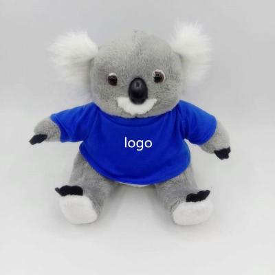 China Custom plush factory design 23cm new koala bear plush toy with blue T-shirt printing logo for sale