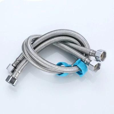 China Easy Installation 304 Stainless Steel Braided Flexible Hose For Kitchen Faucet Hot And Cold Water 1/2 Inch Double Hose Lock For Basin Faucet for sale