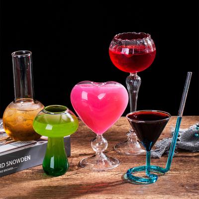 China Modern premium quality mushroom/unique glass heart/old-fashioned round/candlestick martini glass cocktail glass for sale