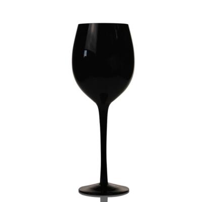 China EU Standard Luxury Handmade 15oz Long Stem Wine Glass Cheap Colored Black Mug for sale