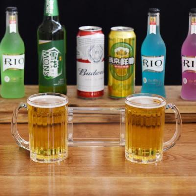 China Unique Home Bar Hotel Restaurant 2pcs Beer Glass Mug With Handle Drinking Glass Cup Travel Glass Mugs For Bar for sale