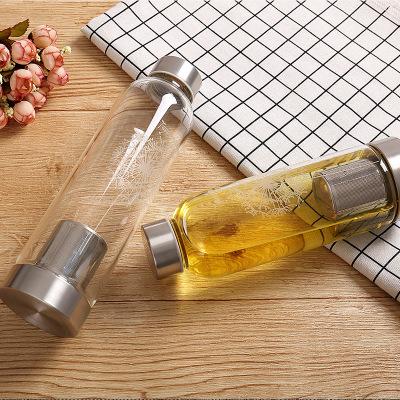 China 304 Stainless Steel Glass Stocked Infuser Water Tea Bottle for sale