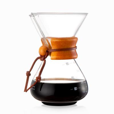 China Morden Hand V60 Drip Coffee Maker 400ml Luxury Glass Heat Resistant Slice Coffee Glass Jar Handmade Pour Over Coffee Maker for sale