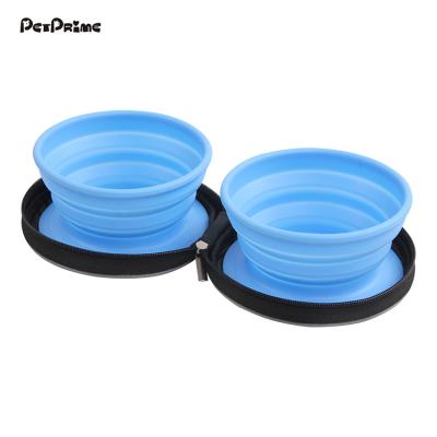 China Petprime Sustainable Collapsible Dog Bowls Set Double Silicone Pet Wheels Dog Travel & Walking Driver Set for sale