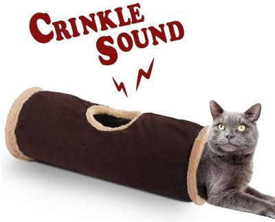 China Soft Stocked Cat Tunnel Crinkle Cat Toys Collapsible Cat Bed Collapsible Play Tunnel Tube for sale