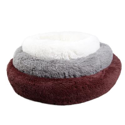 China Heating PetPrime Soft Round Donut Dog Bed Luxurious Warm Plush Dog Bed For Small Medium And Large Dog for sale