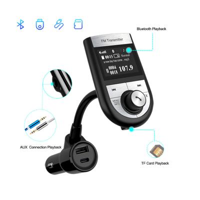 China Support 15W MAX Charging Multifunction FM Car Transmitter TF Card USB Radio AUX Dual USB Car Phone Charger Handsfree FM Modulator. dual playback audio for sale