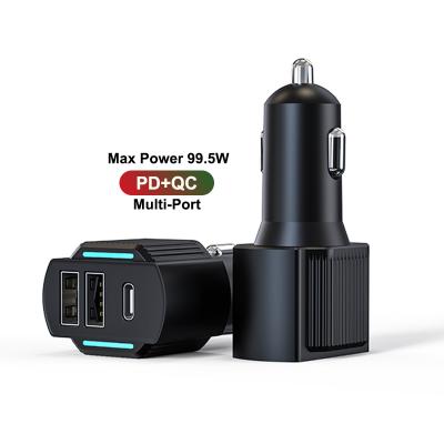 China Electric Car Smart 99.5W Multi-port USB Charger Adapter Type C Mobile Phone Laptop Fast Car Charger For iPhone 12 Charger for sale