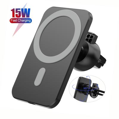 China Dropshipping N16 15W Magnetic Fast Charging Mobile Phone Qi Magnetic Car Wireless Charger For iPhone 12 Car Mount Phone Portable Charger for sale