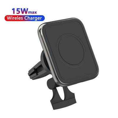 China 2021 New Arrival 15W Magnetic Fast Wireless Magnetic Car Charger 360 Rotating Mobile Chargers For iPhone 12 for sale