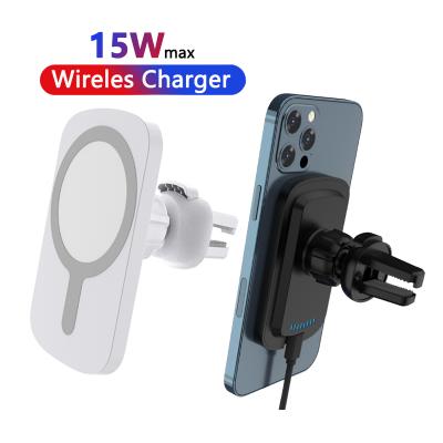 China Hot Selling 15W Magnetic Fast Charging Amazon Car 15W Magnetic Fast Wireless Charger For iPhone 12 Magnet Wireless Car Phone Holder Charging Stand for sale