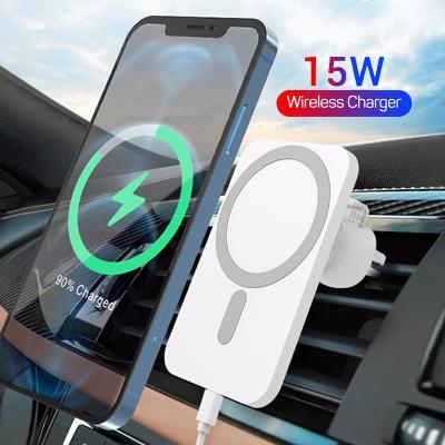 China 2021 New Arrival Magnetic Fast Magnetic Car Charger Wireless Charging 15W Phone Holder Magnet For iPhone 15W Fast Car Wireless Charger for sale