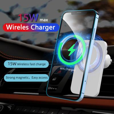 China 15W Portable Fast Charging Magnetic Fast Charging 15W Smart Qi Car Phone Wireless Holder For iPhone 12 Magnetic Fast Car Wireless Charger for sale