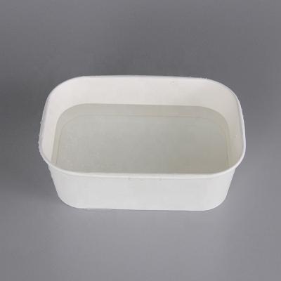 China Recyclable custom printed disposable paper cup white dessert ice cream square bowl for food with lid for sale