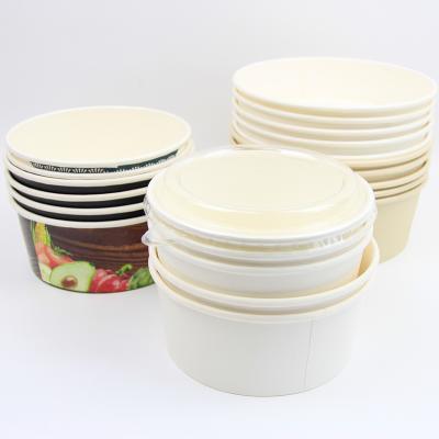 China Disposable Light Food Paper Container Casual Dining Disposable Paper Salad Bowl With Lids for sale