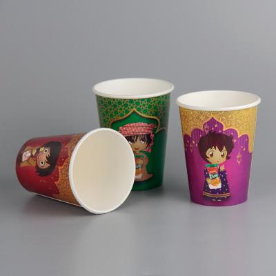 China Logo Printed Frozen Cold Drink Customized Recyclable Disposable Paper Cups With Lids for sale