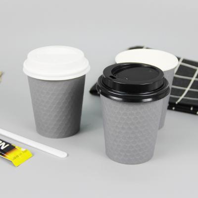 China Disposable Custom Printed Craft Ripple Wallpaper Cups Coffee Paper Cups With Lids for sale