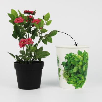 China Disposable High Grade Disposable Custom Printed Paper Flower Plant Pots for sale