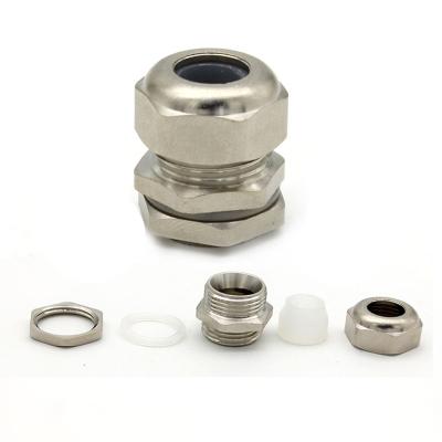 China IP68 M8*1 Metal Cable Gland Nickel Plated Brass Waterproof Heat Resistant Connector For 2-5.5mm Wire Metric Type Rope Grip With Rubber Bushing for sale