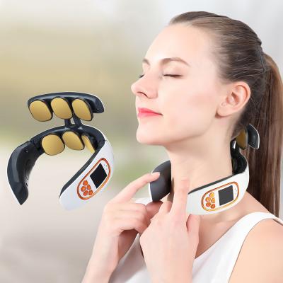 China USB Rechargeable NECK Charging Heating Function 6 Head EMS Smart Pulse Neck Massager for sale