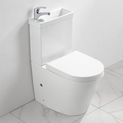 China Double-flush Chaozhou bathroom toilet which is ceramic toilet sets with close coupled suite toilet with washbasin for sale