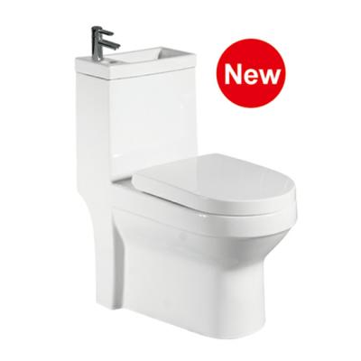 China Double-Flow Ceramic Washdown One Piece Toilet With Basin for sale