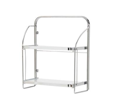 China Luxury Bathroom Countertop Storage Rack sus 201 Viable Bedroom Organizer Two-Layer Luxury Glass Cosmetic Makeup Storage Rack for sale