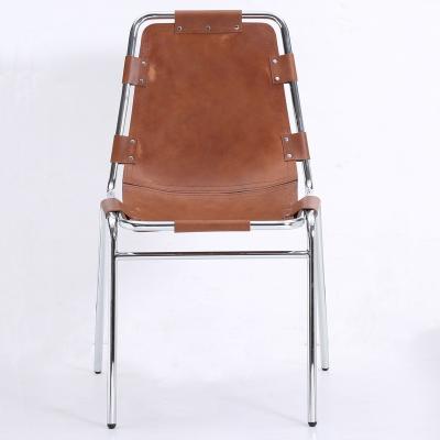 China (Other)Leisure Adjustable Modern Black And Brown Metal Legs Living Room Furniture Synthetic Leather Material Dining Chair for sale