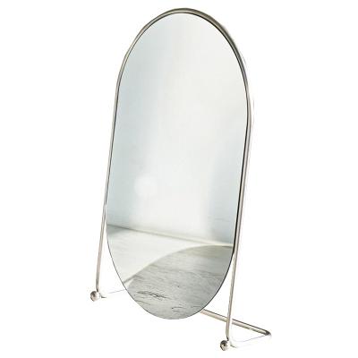 China Portable Modern Metal Oval Round Desk Stand Designer Table Vanity Makeup Mirror for sale