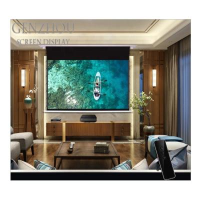 China In-ceiling motorized ALR ultra short in-ceiling motorized tab-tensioned screen for ust throw projector for sale