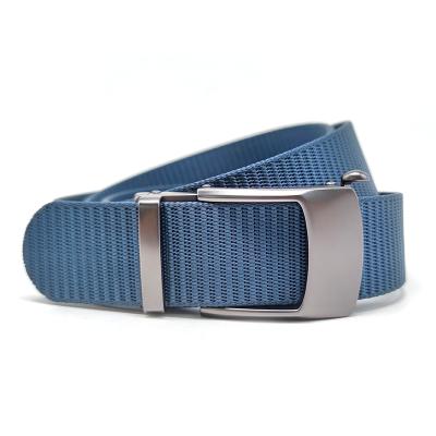 China Fashion Carosung Logo Rubber Stopper Automatic Buckle Custom Nylon Belt for sale