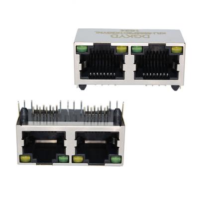 China PCB China supplier KRJ-56S8P8C1X2GYNL metal shielded 10/100/1000 1x2 rj45 female connector with LED for sale