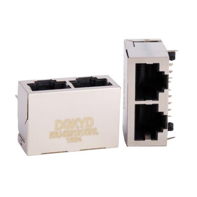 China pcb manufacturer china metal shielded dual port ethernet rj45 jack for sale