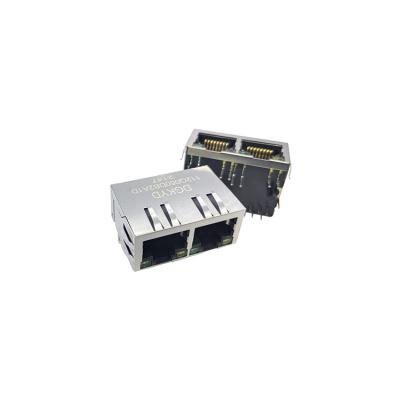 China PCB RJ45 Gigabit Ethernet Filter 1X2 Multi-port Connector Network Interface Socket With Shield Shrapnel for sale