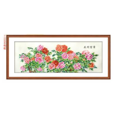 China Modern Peony Embroidered Frame Painting Decorative Wall Art for sale