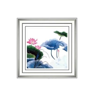 China Modern Idyllic Art Painting Lotus Wall Hanging Handmade Silk Embroidered Painting for sale