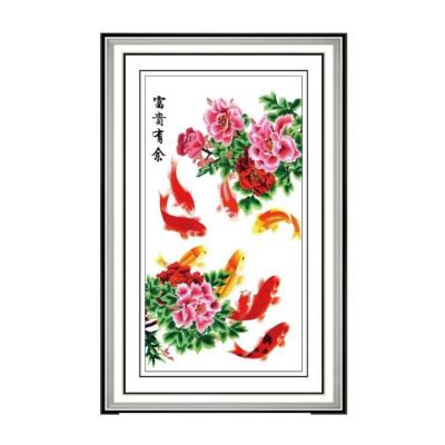 China Modern Embroidered Wall Painting Decorative Painting Hanging Silk Thread Embroidered Wall Cloth Art for sale