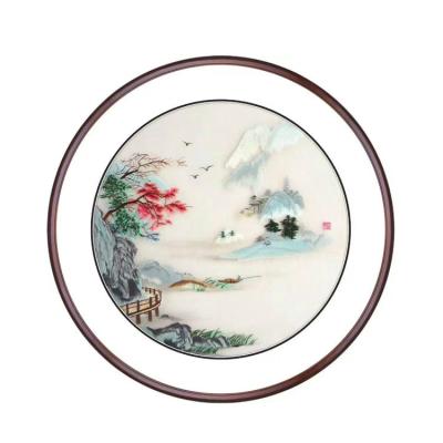 China Finished Product Modern Circular Embroidery Suzhou Frame Living Room Silk Painting Bedroom Wall Art for sale