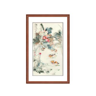 China 2022 Best Selling Modern Lotus Customizable Oil Painting Wind Embroidery Frame Chinese Inks for sale