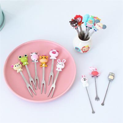 China Wholesale High Quality Animal Dinosaur Bento Food Picks Stainless Steel Fruit Fruit Forks For Kids Low Price for sale