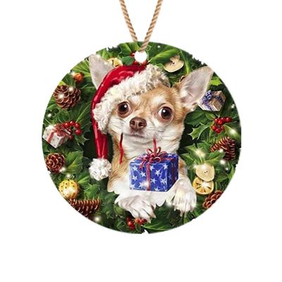 China 2021 Festival Stuff Christmas Tree Decoration Christmas Wooden Tag Cute Dog Christmas Ornament for sale