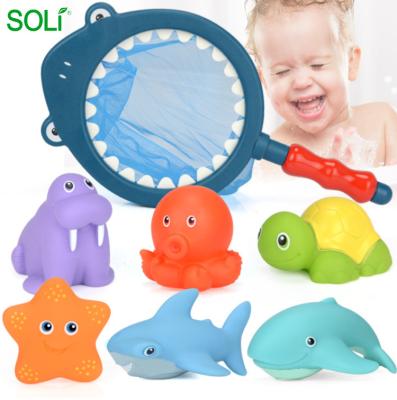 China Bath Toy Bath Toy Shark Pond Glue Spray Toy For Baby Soft Toy Fishing Play Pool for sale