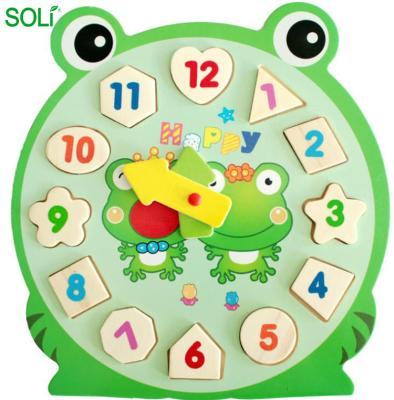 China Parent-children interactive educational wooden toy clock study children's educational toy for sale