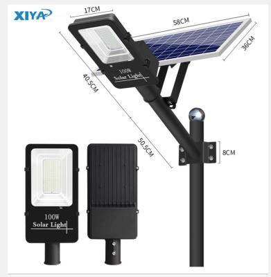 China Garden Project Lighting IP65 High Efficiency 100W Solar Remote Control Led Solar Street Light for sale